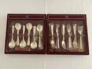 Vintage Retro Rodd Nemesia Silver Plate Fruit Dessert Spoon Fork Cutlery Set 6