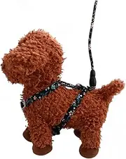 Hohopeti Harness Strap Comfortable Cotton Traction for Outdoor Walking Black Pet Supplies for Home and Travel
