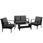 Gardeon Outdoor Furniture Lounge Table Chairs Garden Patio Wicker Sofa Set Black