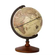 Wooden Globe Retro Vintage Home Decoration Desk Toy World Map Geography Crafts