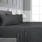 Algodon Charcoal Single Bed Bamboo Fitted Sheet w/ Pillowcase Set Home Bedding