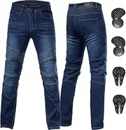 ForMTRider Men's Protective Motorbike Jeans with CE Armour,Elastic Denim Riding Trousers for All-Season Cycling Gear
