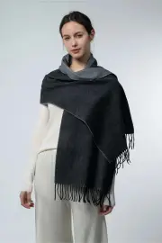 Merinosnug Extra Fine Large Merino Wool Scarf Australia – 90% Merino, 10% Alpaca, Black Light Charcoal
