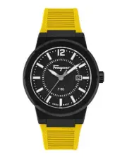 Ferragamo Mens F-80 Black 44mm Strap Fashion Watch