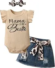 [Tearfuty] Baby Girl Clothes Ruffle Short Sleeve Top Leopard Print Skirt Set