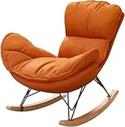 OWELLK Outdoor Rocking Chair Padded Cushion Rocker Recliner Chair Oversized Patio Rocking Chairs for Balcony Front Porch Garden Living Room(Orange)