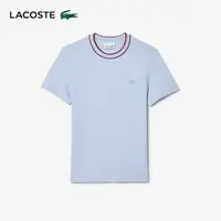 在飛比找momo購物網優惠-【LACOSTE】男裝-修身撞色領圍短袖T恤(紫藍色)
