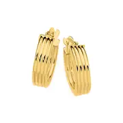 9ct Gold 10mm Lined Hoop Earrings