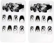 FRCOLOR Boxes Pcs Flame Fake Nails French Nail Art Stickers Full Coverage Abs Decorations Set