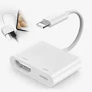Lightning to HDMI Adaptor for Apple TV, 1 Pcs Cable for Apple Adapter to HDMI, 1080P Lightning for iPhone Digital AV Adapter, Video & Audio Sync Screen Converter for iPhone 14/13/12/11/X/XS