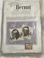 Vintage Bernat HOOT OWL 14"x14" Quickpoint Pillow Kit #1932 Sealed
