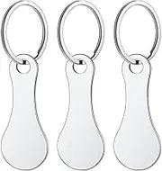 DAZISEN Pack of 3 Stainless Steel Shopping Trolley Token Remover With Key Ring, Silver