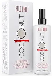 Coconut Heat Protection Spray - Leave-in Hair Protect Treatment for Dry Hair, Anti-Frizz, Fade Protect, Anti-Static, Heat Defence, Add Shine and Body - 10 Benefits All in One Styling Product - 250ml