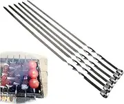 BBQ Skewers Stainless Steel Large Flat Barbecue Needle Skewer Set Shish Kabob Metal Handle Outdoor Forks Tool(10 PCS)