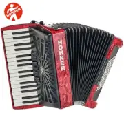 Hohner Chromatic Piano Accordion Bravo III 72, Pearl Red, with Gig Bag & Straps