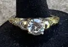 Round Shaped Diamond Solitaire "Simulated" Ring Silver Filled Filled Size 10