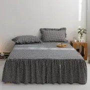 2024 New Bed Skirt Cotton Bed Cover Plaid Style Bedspread Single/Queen/King Size