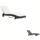 Sun Lounger with Wheels and Cushion Lounge Sofa Day Bed Poly Rattan vidaXL