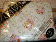 NEW Vintage Monticello cannon Full Flat Top Sheet White with Flowers (NSH13)