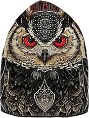 [PDZRMY] Beanie Owl Red Eye Brown for Women Men Cute Funny Winter Hat Reversible Skull Knit Cap, Multi-colored, One Size