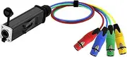 4 Channel 3-Pin Multi Network Snake Receiver to Single Ethercon Cable Box Extender-CAT5 Cable(D1003J-F-Mix,1m)