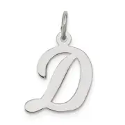 Sterling Silver Rhodium-plated Medium Script Initial D Charm 0.5 x 0.8 in