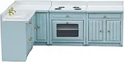 SXFSE Dollhouse Decoration Accessories, 1:12 Dollhouse Miniature 4 Pcs Wooden Kitchen Stove Sink Cabinet Set
