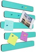 Felt Bulletin Board Bar Strip 0.5 Inch Thick Self-Adhesive Pin Board Bar 13 Inch in Length with 15 Pushpins, 5 Turquoise Bars