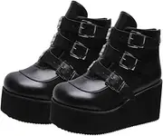 [MOBUTOFU] Women's Vintage Ankle Boots Rhinestone Thigh High Boots Goth Shoe Boot for Women Retro High Platform Sneakers for Women Woman Sneakers Booties Sole Material: Rubber White