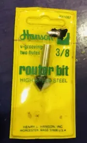 NOS - Hanson Router Bit - 3/8" V-Groove - Two Flutes High Speed Steel RX1087