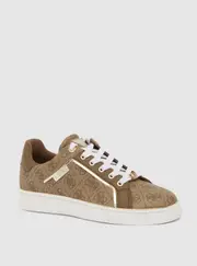 GUESS Women's Brown Logo Bristle Low-Top Sneakers Size: 10