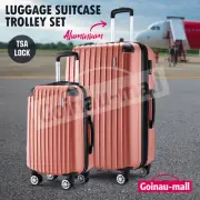 Luggage Suitcase Trolley Set 2PCS TSA Travel Storage Organiser Case Rose Gold