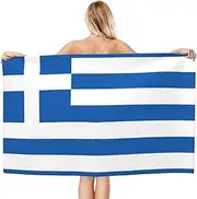 Microfiber Beach Towel Greece Flag Beach Towels Flag of Greece Blue and White Stripe Bath Towel Oversized for Men Women,Sand Free Beach Towel Quick Dry Towel Travel Pool Yoga Gym Sport,27.5" X 55.1"