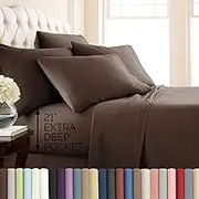Southshore Fine Linens 6 Piece - Extra Deep Pocket Sheet Set - CHOCOLATE BROWN - Queen