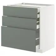 METOD / MAXIMERA base cb 3 frnts/2 low/1 md/1 hi drw, white/Nickebo matt grey-green, 80x60x80 cm
