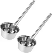 2pcs Water Ladle Long Handle Stainless Steel Soup Ladle Spoon Water Dipper Shampoo Ladle Cup for Kitchen Bathroom Garden