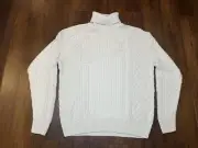 Nike Life Cable Knit Turtleneck Wool Sweater Mens M Light Bone FB7770-072 ($180)