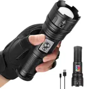 1500m Rechargeable Super-Bright Flashlight COB LED Tactical Work Light Charger
