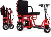 Folding Electric Mobility Scooter 3 Wheel Foldable Compact Lightweight Travel Scooter with Detachable Battery LED Light Electro-Magnetic Brakes Mobility Scooters for Seniors Adults Elderly (Color : A