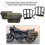 Fit For Royal Enfield Classic Reborn 350 "Pannier Bags & Mounting Olive Color" (for: Royal Enfield)