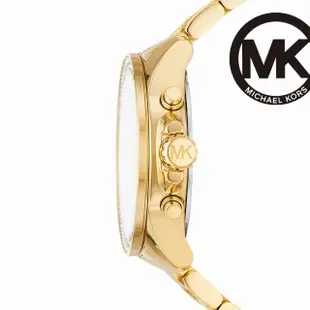 【Michael Kors 官方直營】Wren 流光閃耀環鑽三眼女錶 金色不鏽鋼錶帶 手錶 42MM MK7428