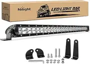 Nilight - 40005C-A 31inch 150W Spot & Flood Combo Single Row 14500LM Off Road LED Fog & Driving Roof Bumper Light Bars for Jeep Ford Trucks Boat