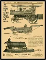 1898 Avery Planter, Machinery 9” x 12” New Metal Sign: Steam Engine Peoria, IL