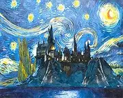 Artunion Starry Night Castle Paint by Numbers for Adults Beginner, Abstract Paint by Number Kits, DIY Oil Painting Paint by Number Kits on Canvas Arts Craft for Home Wall Decor 16x20 Inch