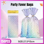 P&P 150X Mermaid Tail Plastic Candy Bags Kid Birthday Party Christmas Gift Packaging