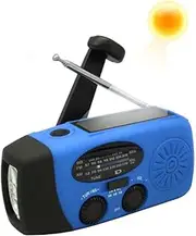 Emergency Hand Crank Radio with Flashlight, Portable Weather Radio with USB Charged & Solar Power for Camping