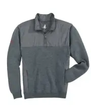 Johnnie-O Charcoal Gray Quarter-Zip Odin Woven Knit Pullover Sweater NWT M $248