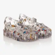 Little Girl's Mini Melissa Possession Mickey Mouse Printed Sandals Clear Jellies