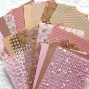 32Pcs Handmade Scrapbook Paper Craft Textured Paper Morandi A6 Sheet Mesh Fabric