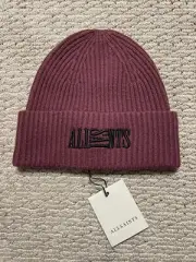 New ALL SAINTS Men’s Oppose Logo Beanie Hat One Size Burgundy Wool Blend